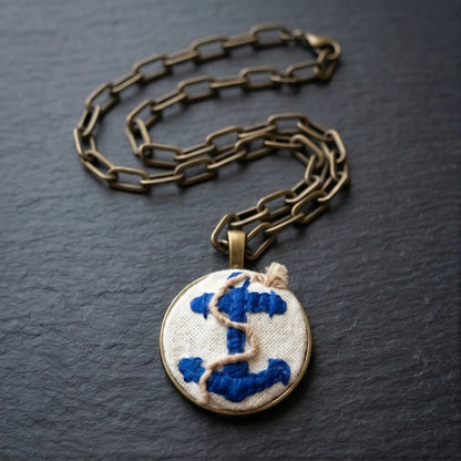 The Antique Navy Blue Anchor Men's Necklace