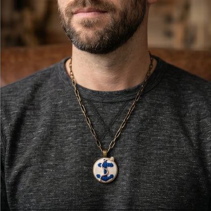 The Antique Navy Blue Anchor Men's Necklace